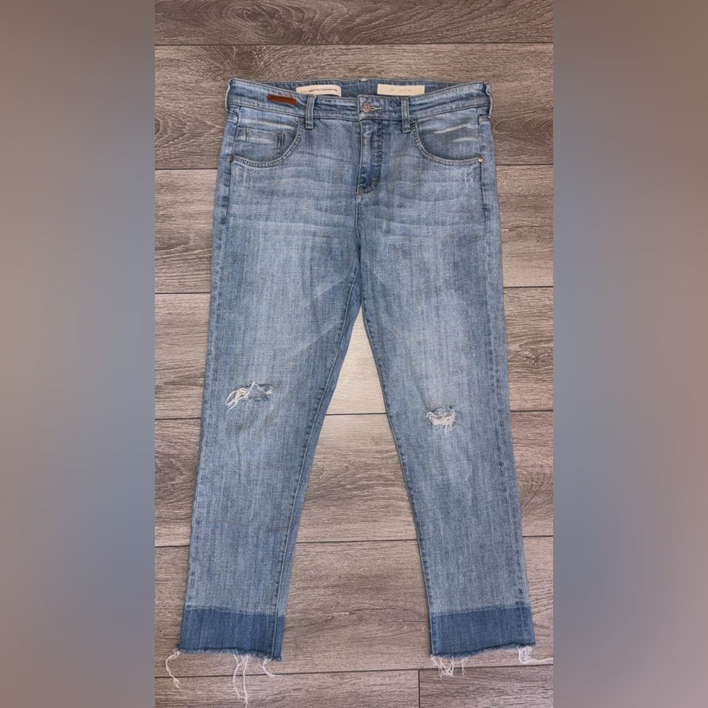 Pilcro Em Denim Jeans Size 29 Light Wash Frayed Hem Distressed